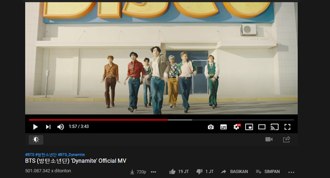 MV BTS Dynamite YouTube